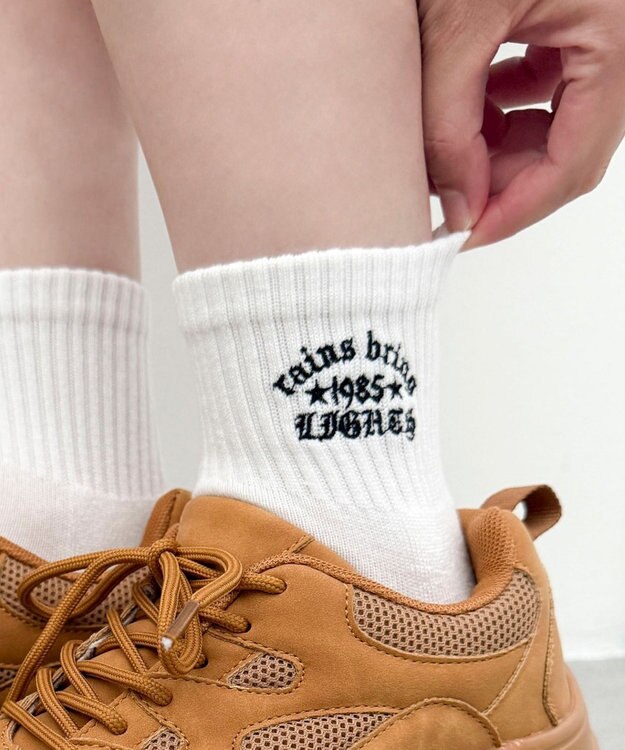 WEGO デザインロゴ刺繍アンクル底パイルソックス 柄10