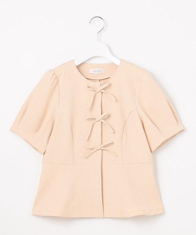 Feroux リボンブラウス ジャケット アイボリー系