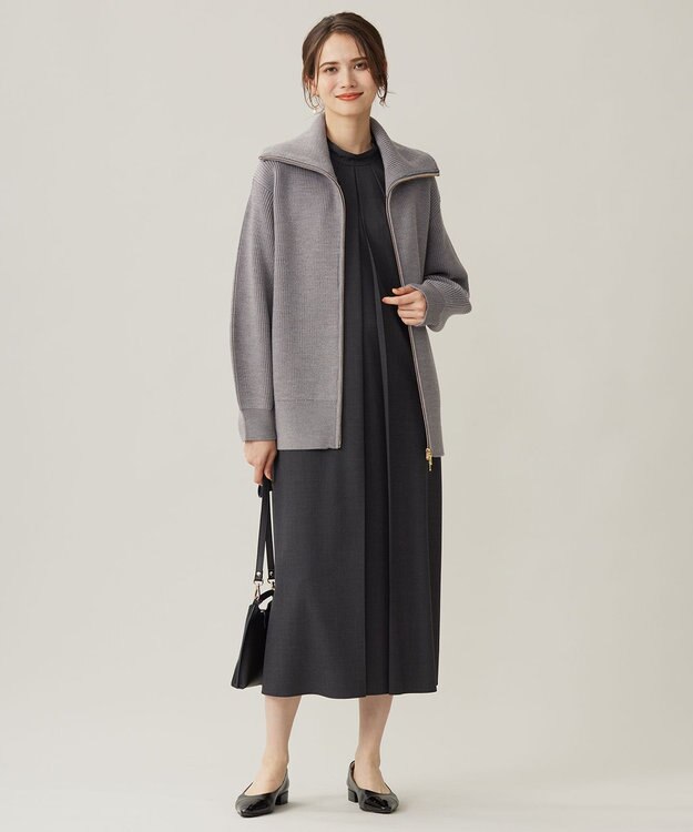 自由区 【洗える】ウーステッドトロ ワンピース チャコール