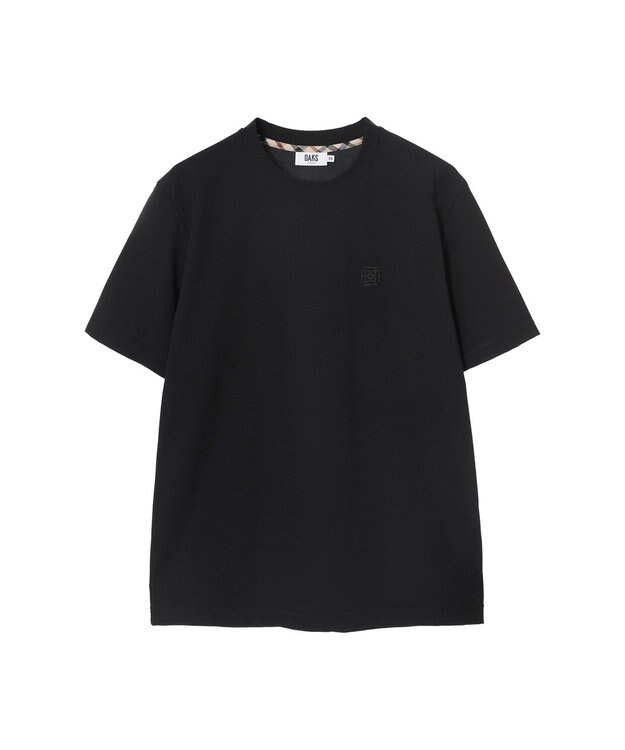 DAKS エンボスロゴ ポリエステルTシャツ ブラック