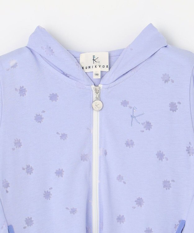 組曲 KIDS 【UVケア】【110-140cm】フラワーオパール パーカー サックスブルー系