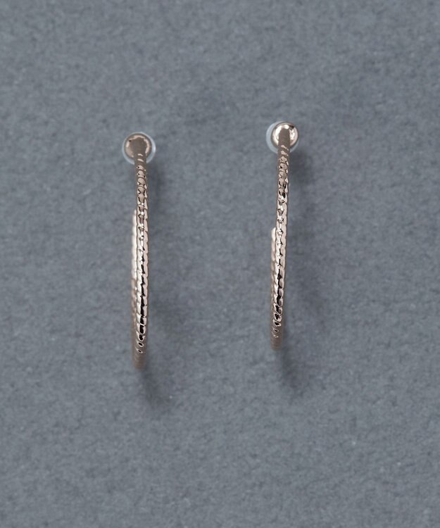 Phoebe 〈金属アレルギー対応〉ファインスレッドフープセラミックポストピアス シンプル/フープピアス シャンパンゴールド