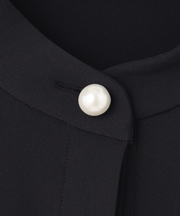 #Newans 【セレモニーにも】パールボタンビッグブラウス ネイビー系