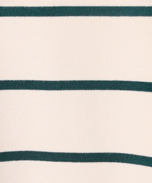 UNFILO MENS 【OCEANS YouTube 掲載/男女兼用】スムースシルキーニット 柄 ボーダー アイボリー×グリーン