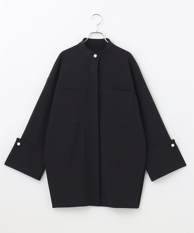 #Newans 【セレモニーにも】パールボタンビッグブラウス ネイビー系