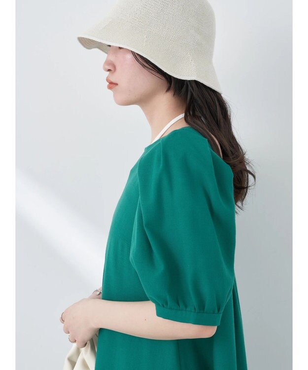 earth music&ecology リサイクルポリエステルブレンドＡラインワンピース Green