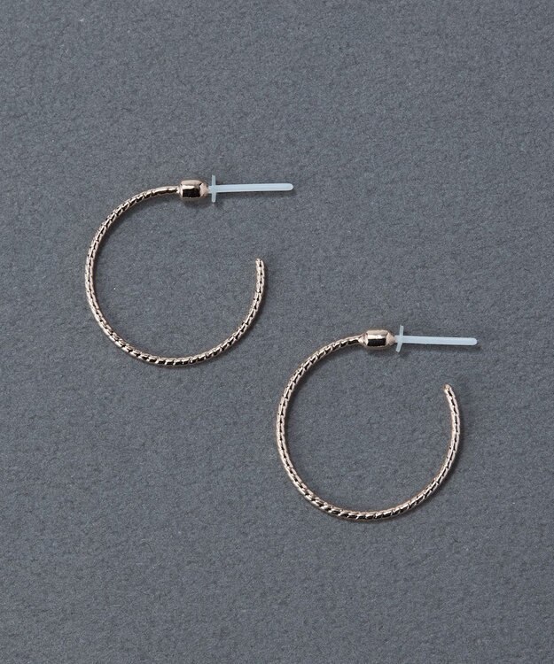 Phoebe 〈金属アレルギー対応〉ファインスレッドフープセラミックポストピアス シンプル/フープピアス シャンパンゴールド