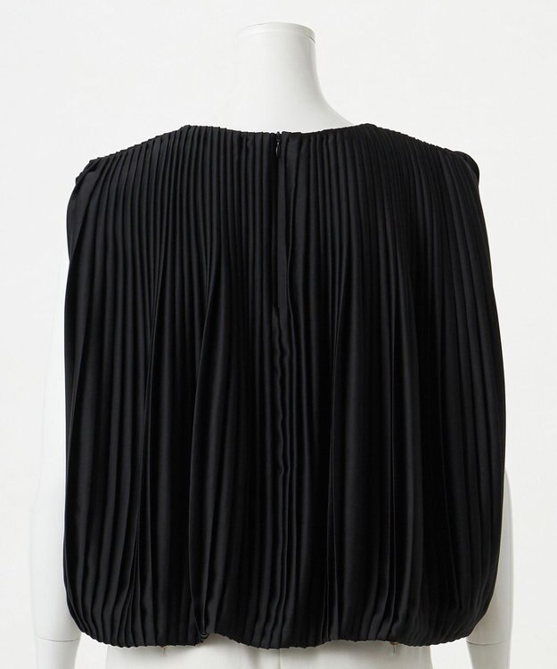 23区 L 【エステータ】ドレープサテン プリーツブラウス ブラック系