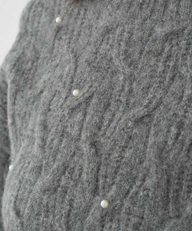 earth music&ecology パール＆ケーブルニットプルオーバー Gray Mixture