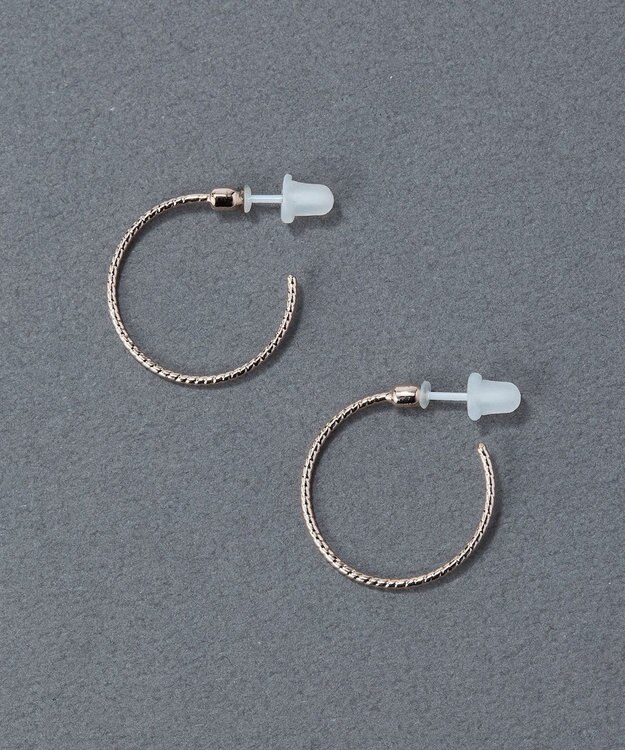 Phoebe 〈金属アレルギー対応〉ファインスレッドフープセラミックポストピアス シンプル/フープピアス シャンパンゴールド