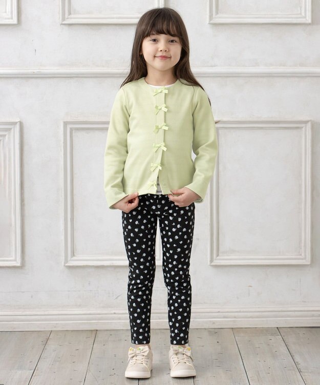 ANY KIDS 総柄 カット パンツ ブラック×花柄