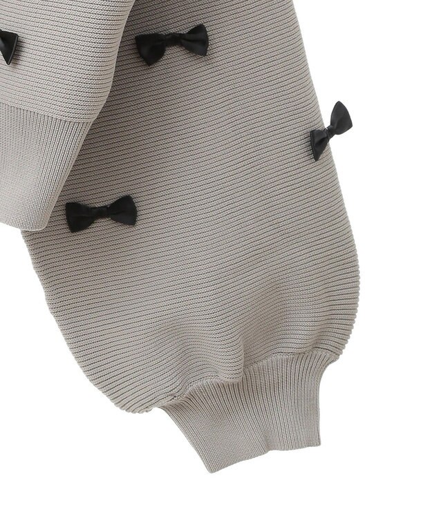Green Parks ・ｓｗｉｎｇ　ｂｙ　メニーリボンニットカーディガン Gray Beige