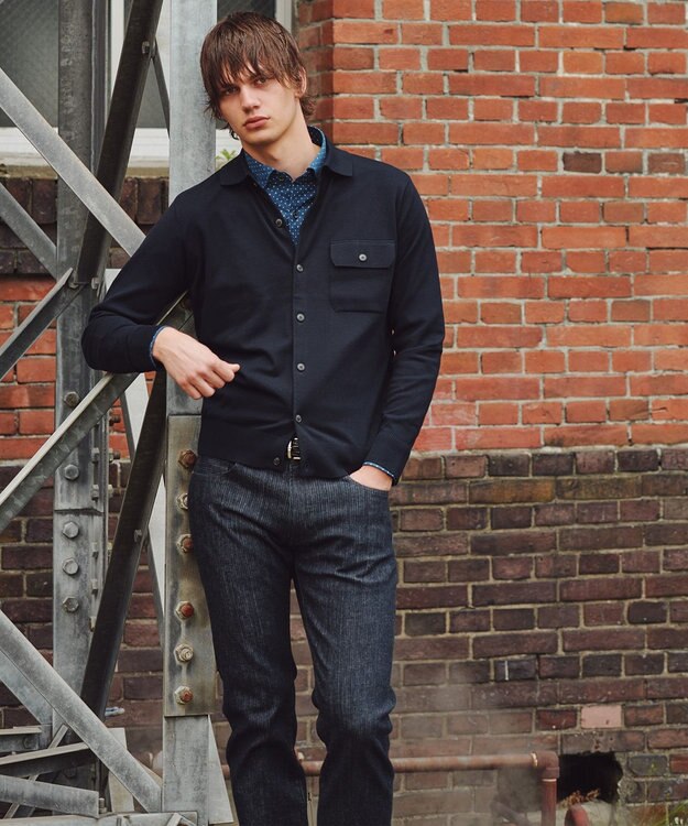 JOSEPH ABBOUD 【チクチクしない/イージーケア/3シーズン対応/サスティナブル】SNOWY  シャツカーディガン ネイビー系