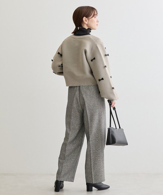 Green Parks ・ｓｗｉｎｇ　ｂｙ　メニーリボンニットカーディガン Gray Beige