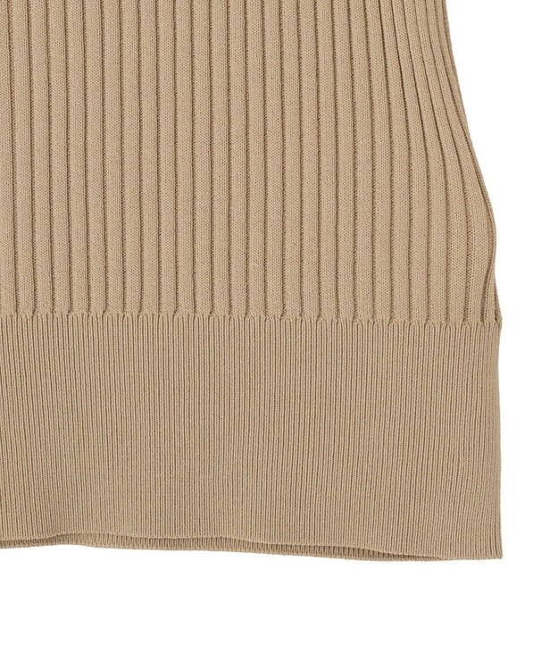 YECCA VECCA ハイネック5分袖リブニット Gray Beige