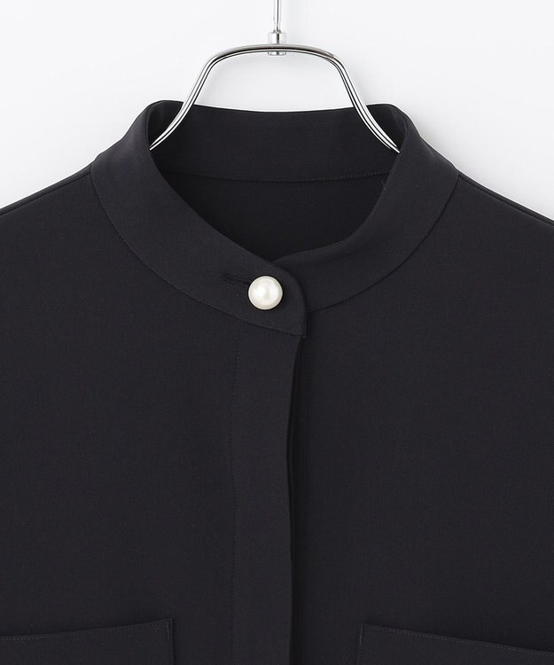 #Newans 【セレモニーにも】パールボタンビッグブラウス ネイビー系