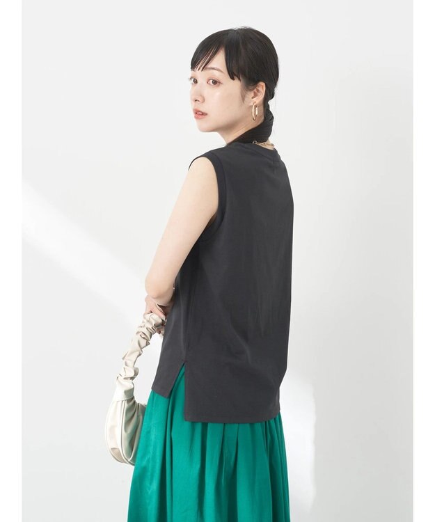 earth music&ecology ノースリーブカットソー（汗じみ防止） Black