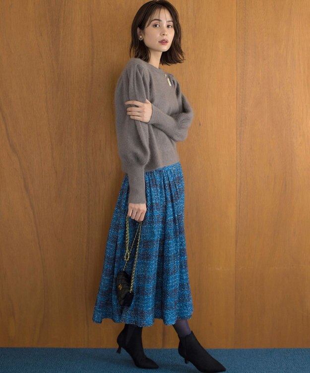 組曲 L 【WEB限定】フラッフィーファー パフスリーブニット ココアブラウン系