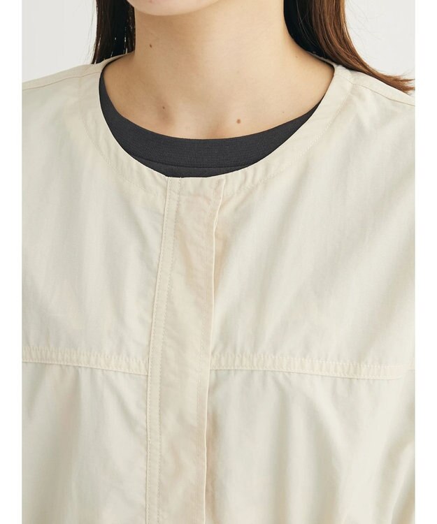 Green Parks ノーカラーミリタリーベスト Ecru