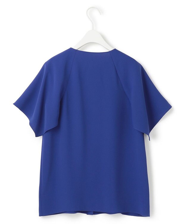 ICB L 【UVカット・接触冷感・防シワ・洗える】エステルダブルクロス ハンカチーフスリーブブラウス ロイヤルブルー系