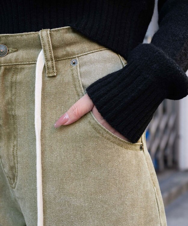 WEGO ヴィンテージウォッシュダックダブルニーバギーパンツ ベージュその他