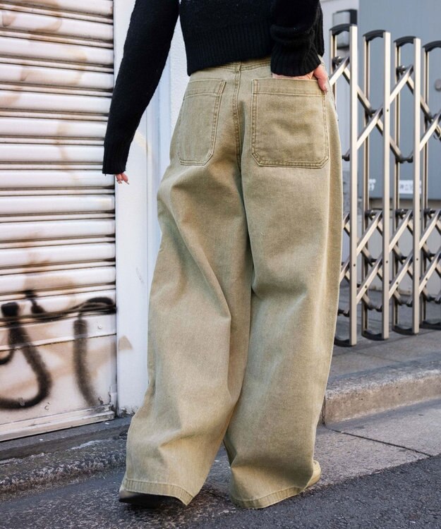 WEGO ヴィンテージウォッシュダックダブルニーバギーパンツ ベージュその他