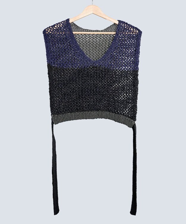 COQ STRATA 和紙ショート丈ベスト ネイビー