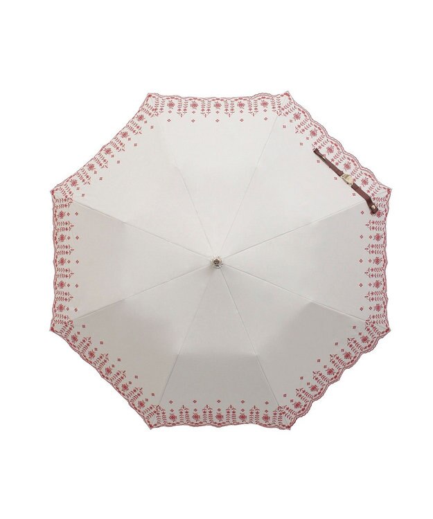 MOONBAT POLO RALPH LAUREN（ポロ ラルフローレン）晴雨兼用日傘 フローラル刺繍 折りたたみ傘 楽折 遮光 遮熱 UV ダークレッド