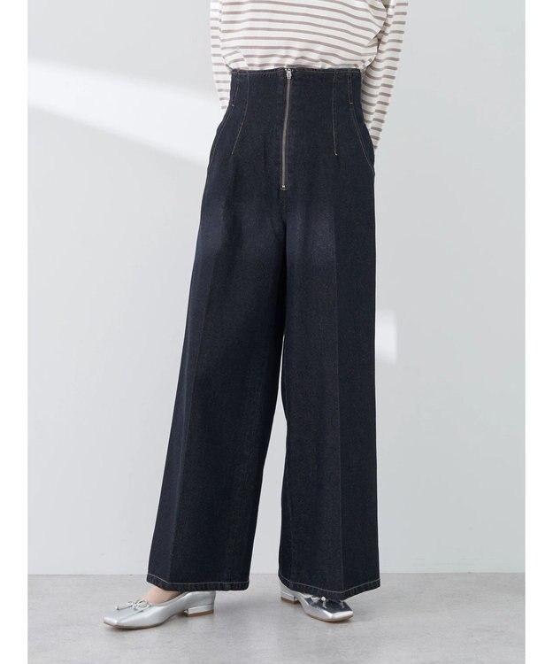 earth music&ecology フロントジップデニムパンツ One Wash