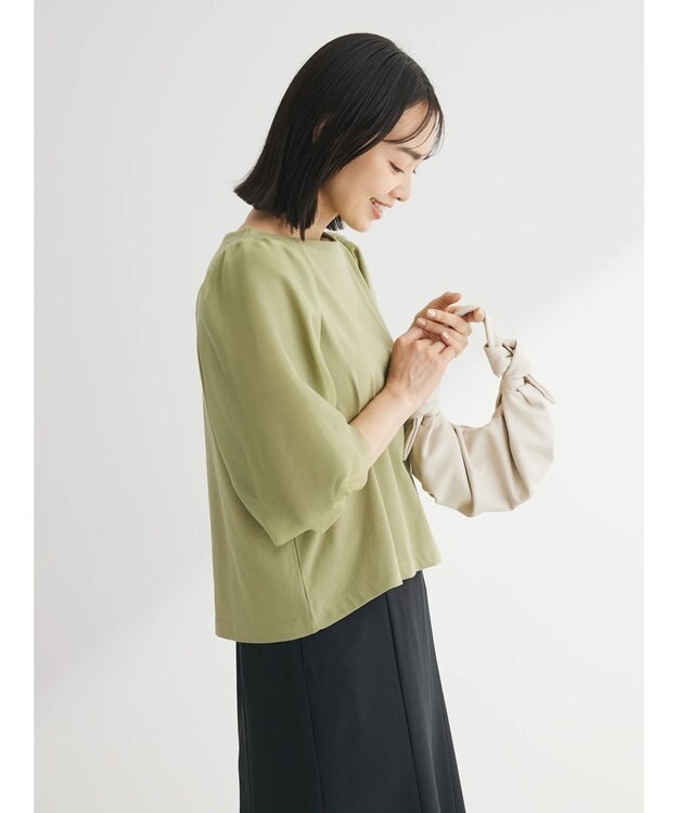 Green Parks オーガンジードッキングプルオーバー Light Green