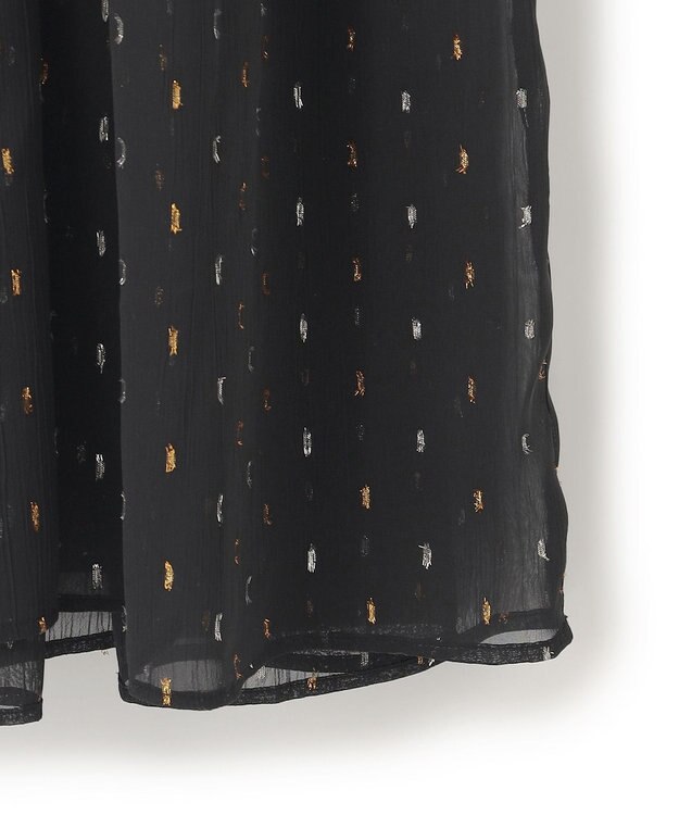 UNFILO ラメリンクルシフォン ワンピース ブラック