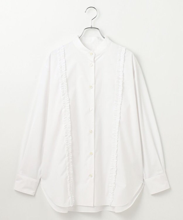 #Newans 【洗濯機可能/シワになりにくい】パネルフリルシャツ ホワイト