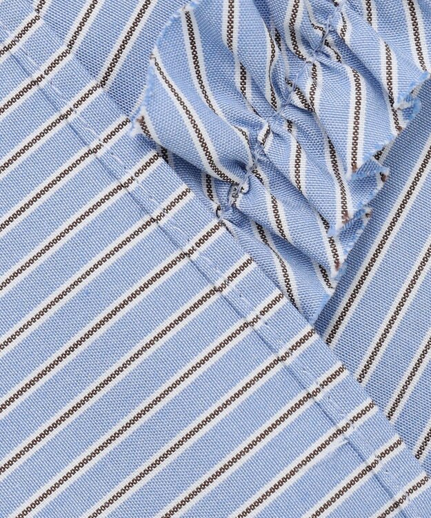 #Newans 【洗濯機可能/シワになりにくい】パネルフリルシャツ ブルーストライプ