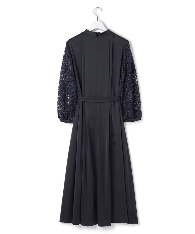 23区 【APPLAUDIR】ノーブルサテン レースコンビドレス ネイビー