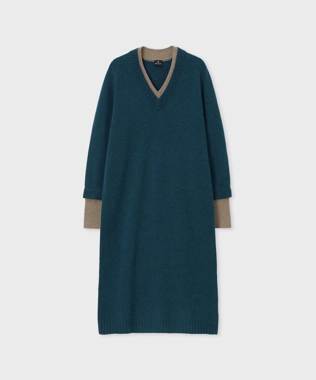 Paul Smith レイヤードディテール ニットワンピース ブルーグリーン