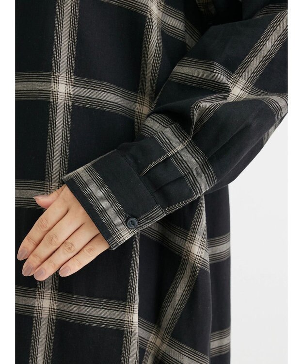 Green Parks ビエラチェックシャツワンピース Black