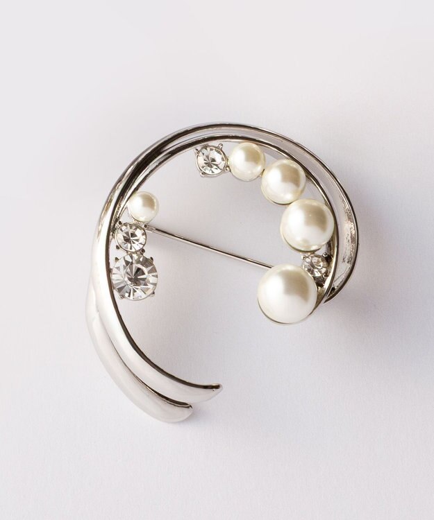 J.PRESS LADIES PEASパール ブローチ シルバー系