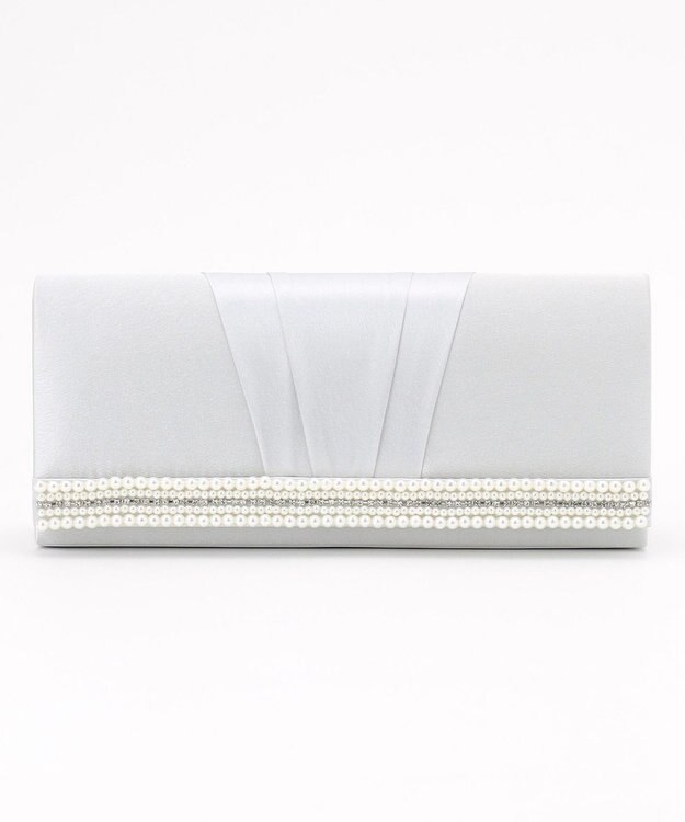 ANY SIS 【2WAY】パール調ラインクラッチ バッグ ライトグレー