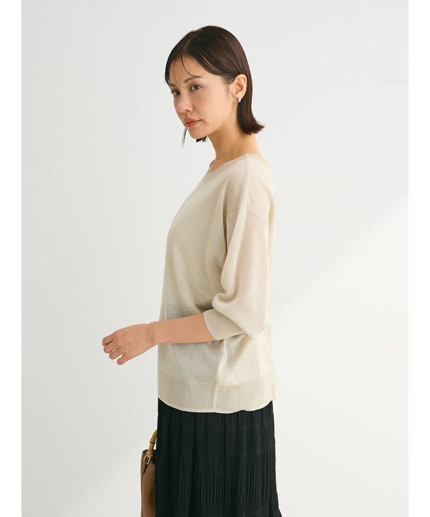 Green Parks ２ｗａｙ　７分袖ブライトシアーニットプルオーバー Beige