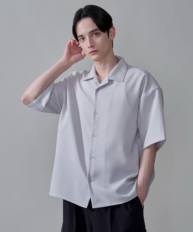 WEGO 【速乾/しわになりにくい/MLサイズ展開】ドライポリオープンカラーシャツ（SS） ライトグレー