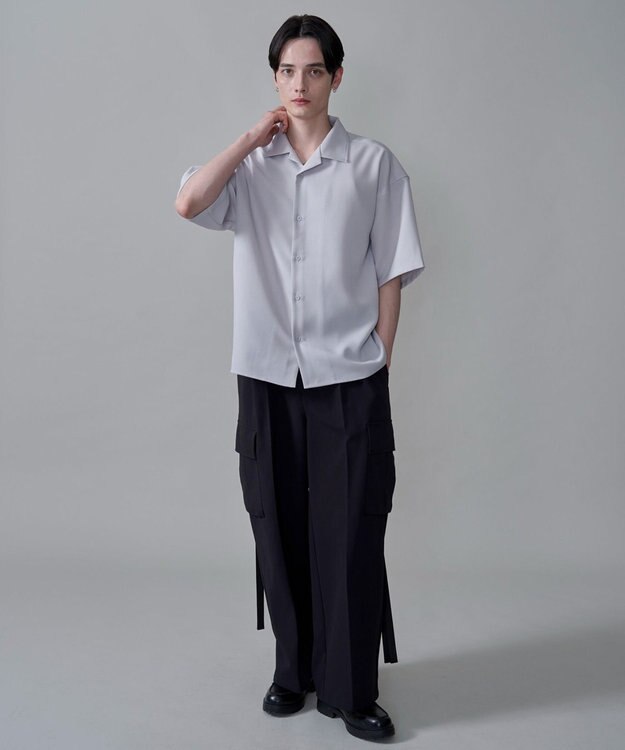 WEGO 【速乾/しわになりにくい/MLサイズ展開】ドライポリオープンカラーシャツ（SS） ライトグレー