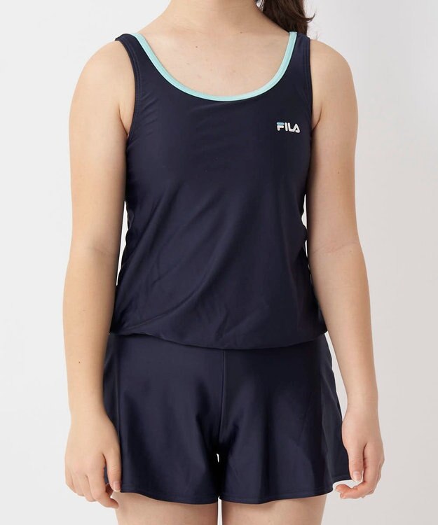 OP／FILA 【FILA】キュロットタイプのワンピーススクール水着 ネイビー×サックス