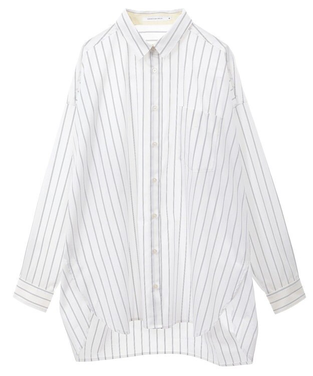 AMERICAN HOLIC イージーケア配色ポイントロングシャツ Stripe Navy