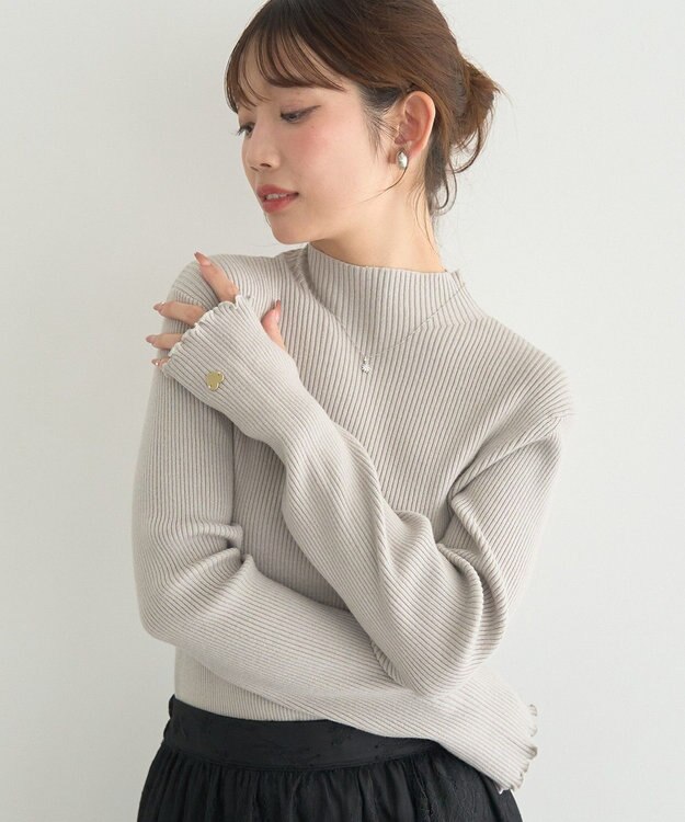 earth music&ecology ハートプレートリブニットプルオーバー Gray