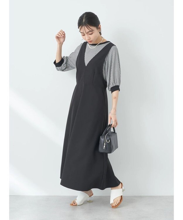 earth music&ecology ギンガムパフＴＥＥ Black