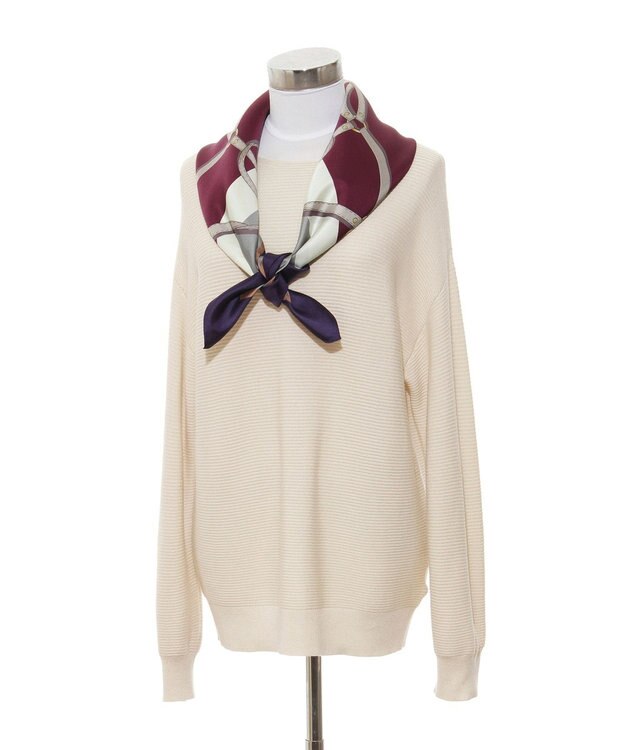 MOONBAT FURLA ビットチェーン柄シルク100%スカーフ 88×88cm ヴァイオレット