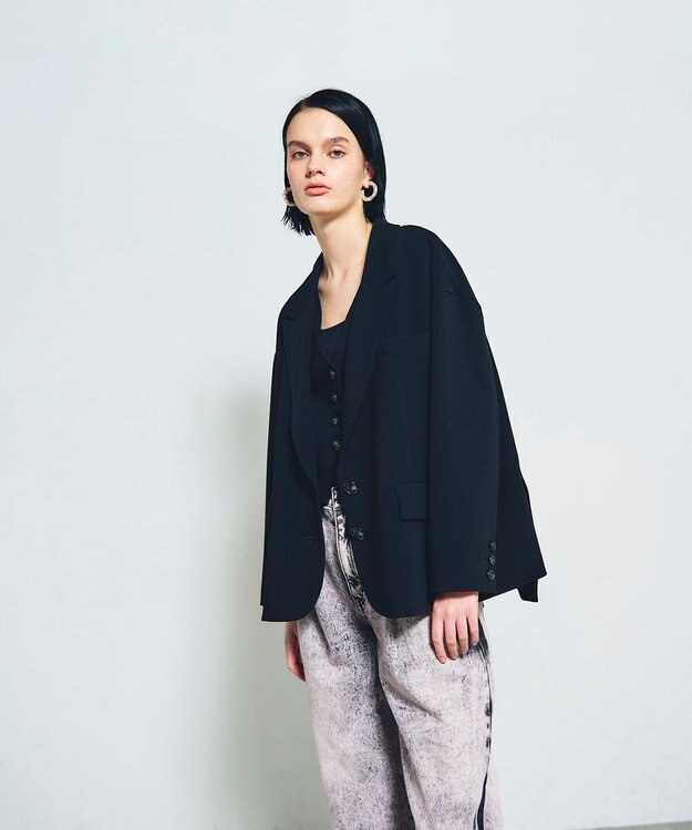 GRACE CONTINENTAL トリアセオーバーサイズジャケット ブラック