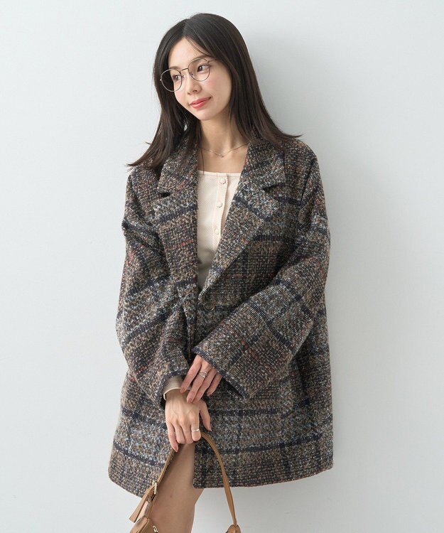 earth music&ecology オーバーテーラードジャケット　チェック Check