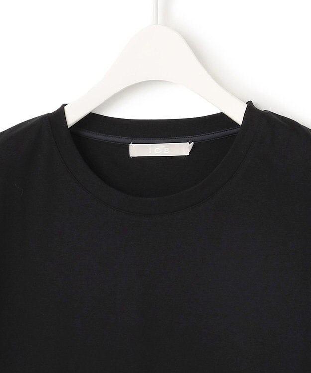 ICB L 【接触冷感・洗える】コンパクトスムース ノースリーブ Tシャツ ブラック系