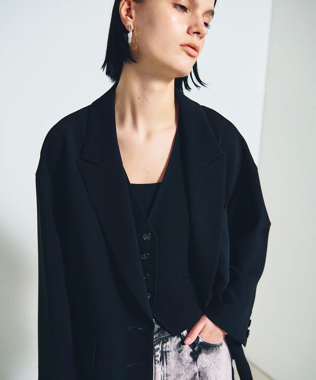 GRACE CONTINENTAL トリアセオーバーサイズジャケット ブラック